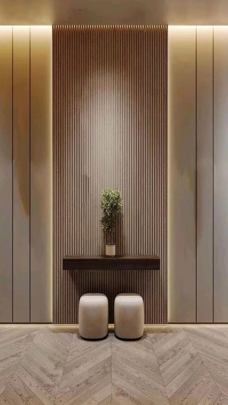 إتقان الشرقية - تصميم غرفة معيشة مودرن مع جدار تلفزيون خشبي وإضاءة خلفية